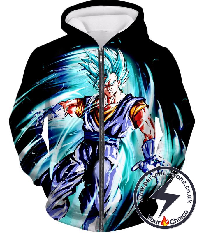 Dragon Ball Super Ultimate Warrior Vegito Super Saiyan Blue Godly Mode Cool Black Zip Up Hoodie